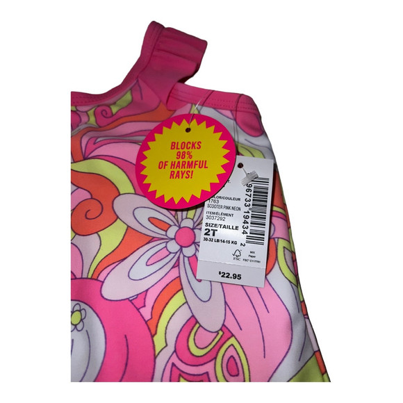 *Final Sale*| children’s place | NWT paisley Neon Pink One Piece Swimsuit 2T - Picture 5 of 7